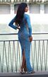 MNM Couture M1125 Sheer Side High Neck Long Sleeve Dress