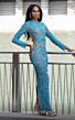 MNM Couture M1125 Sheer Side High Neck Long Sleeve Dress