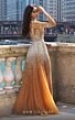 MNM Couture M1127 Long Overskirt High Neck Embellished Dress