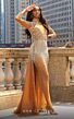 MNM Couture M1127 Long Overskirt High Neck Embellished Dress