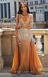MNM Couture M1127 Long Overskirt High Neck Embellished Dress