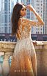 MNM Couture M1127 Long Overskirt High Neck Embellished Dress