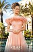 MNM Couture M1139 Feather Off-The-Shoulder Ruched Bodice Dress
