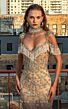 MNM Couture M1144 Fringe Neckline Cold Shoulder Embellished Dress