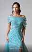 MNM Couture M1150 Long Overskirt Off The Shoulder Floral Dress