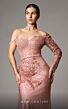 MNM Couture M1165 Mismatched Sleeves Side Tail Dress