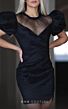 MNM Couture R01043 Puff Sleeve Jewel Neck Cutout Dress
