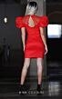 MNM Couture R01043 Puff Sleeve Jewel Neck Cutout Dress