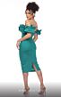 MNM Couture R01090 2-Way Ruffle Sleeve Back Slit Dress
