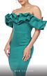 MNM Couture R01090 2-Way Ruffle Sleeve Back Slit Dress