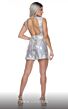 MNM Couture R01112 V-Neck Front Bow Cutout Sequin Romper