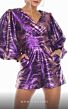 MNM Couture R01113 Bishop Sleeve V-Neck Sequin Romper