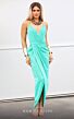 MNM Couture R07384 Spaghetti Strap Tulip Hem Faux Wrap Dress