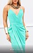 MNM Couture R07384 Spaghetti Strap Tulip Hem Faux Wrap Dress