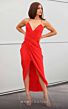 MNM Couture R07384 Spaghetti Strap Tulip Hem Faux Wrap Dress