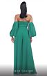 MNM Couture R07509 Removable Sleeve Shirred Top Wide-Leg Jumpsuit