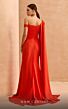 MNM Couture V02029 High Slit Cape Sleeve Asymmetric Dress