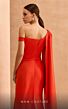 MNM Couture V02029 High Slit Cape Sleeve Asymmetric Dress