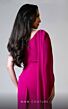 MNM Couture V02029A Cape Sleeve One-Shoulder Draped Dress