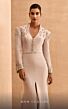 MNM Couture V02030 Long Sleeve V-Neck Front Slit Dress