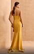 MNM Couture V02031 Asymmetric Bow Bodice High Slit Dress