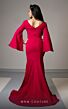 MNM Couture V02044 Split Cape Sleeve V-Neck Dress