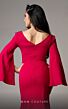 MNM Couture V02044 Split Cape Sleeve V-Neck Dress