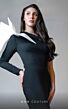 MNM Couture V07245 Shoulder Bow Asymmetric Long Sleeve Dress