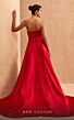 MNM Couture V07353 Strapless Beaded Waist Satin Overskirt Dress