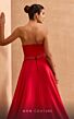 MNM Couture V07353 Strapless Beaded Waist Satin Overskirt Dress