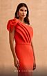 MNM Couture V07402 Bow Sleeve One-Shoulder Draped Dress