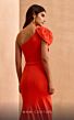 MNM Couture V07402 Bow Sleeve One-Shoulder Draped Dress