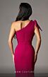 MNM Couture V07402 Bow Sleeve One-Shoulder Draped Dress