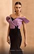 MNM Couture V07428 Off-The-Shoulder Beaded Surplice Bodice Dress