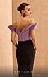 MNM Couture V07428 Off-The-Shoulder Beaded Surplice Bodice Dress