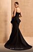 MNM Couture V07440 Spaghetti Strap Peplum Front Floral Dress