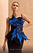 MNM Couture V07440 Spaghetti Strap Peplum Front Floral Dress