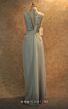 MNM Couture V6457 Side Drape Beaded Bodice Aqua Dress