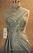 MNM Couture V6457 Side Drape Beaded Bodice Aqua Dress