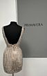 Primavera Couture 3505 Floral Beaded Waist Plunging Neck Dress