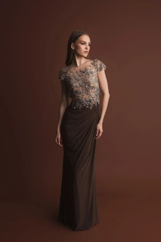 Mac Duggal 21100 Jewel Illusion Neckline Embellished Bodice Dress