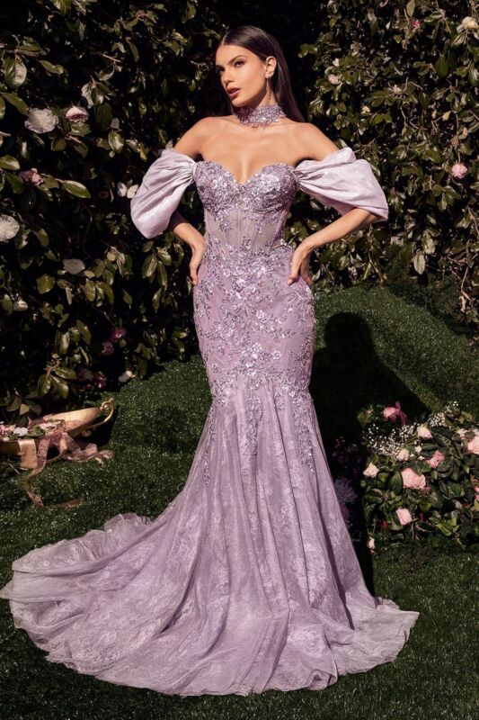 Andrea and Leo A1354 Drape Sleeve Mermaid Dress