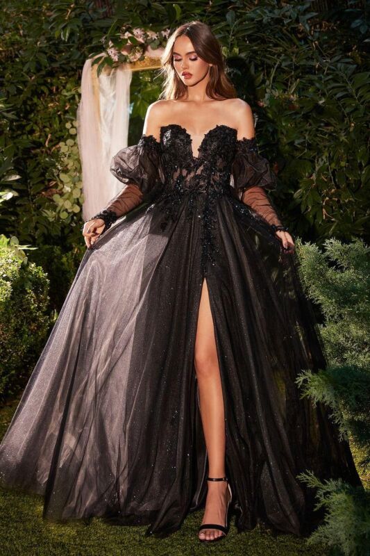 Andrea and Leo A1303 Corset Top Gauntlet Sleeve Dress