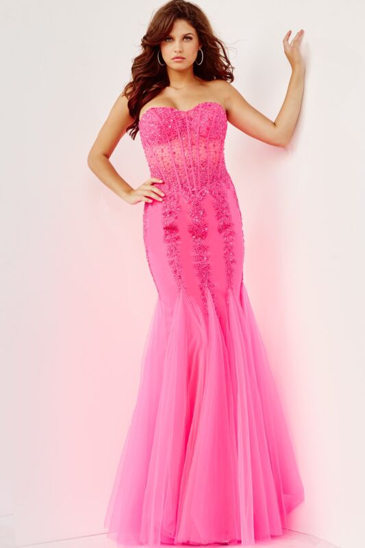 Jovani 5908 Neon Pink Dress