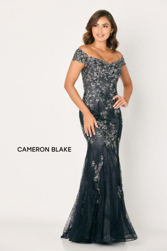 Cameron Blake CB792 Off-The-Shoulder Godet Skirt Dress
