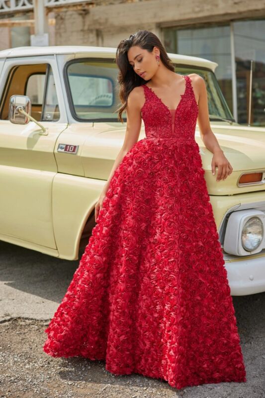 Colette CL5251 Rosette Skirt Strappy Back Dress