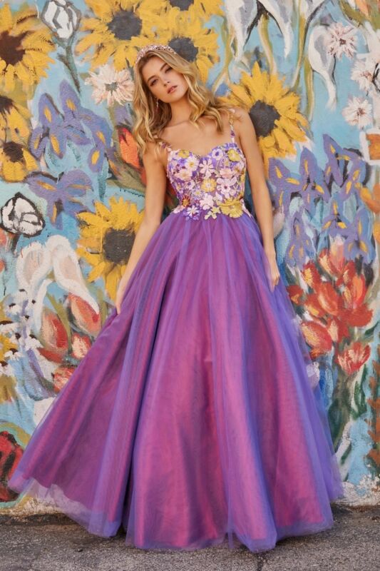 Colette CL5270 Floral Bodice Sheer Back Dress