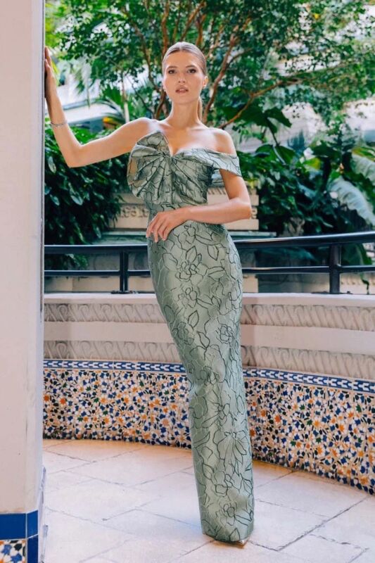 Alexander by Daymor 3053 Back Slit One-Shoulder Bow Dress