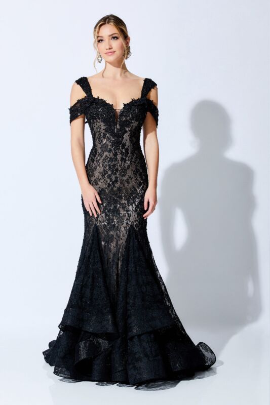 Ivonne D Exclusively for Mon Cheri 221D43 Cold Shoulder Lace Dress