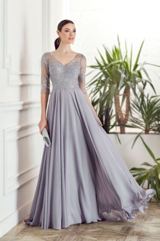 Alyce Paris 27475 Lace Bodice Three Quarter Sleeve Dress